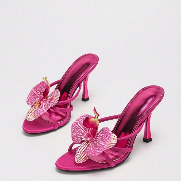 Hot Pink Sexy Women's Metallic High Heel Stiletto Sandals - Picture 2 of 9